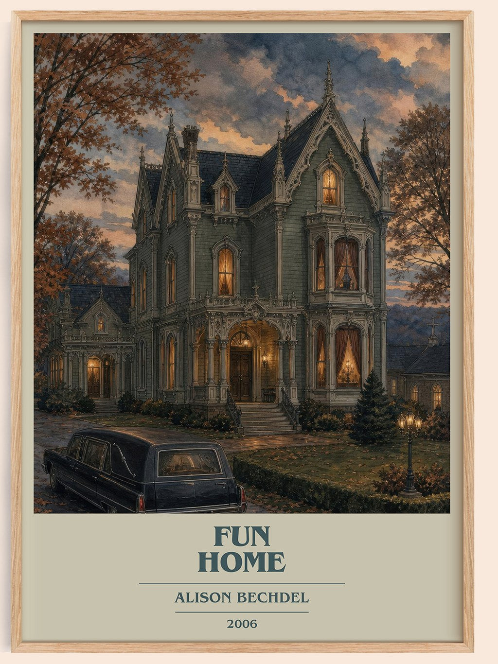 Fun Home book cover book poster by Alison Bechdel – framed literary art print