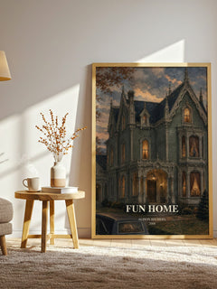 Fun Home watercolour print in frame leaning in hallway – memoir wall art