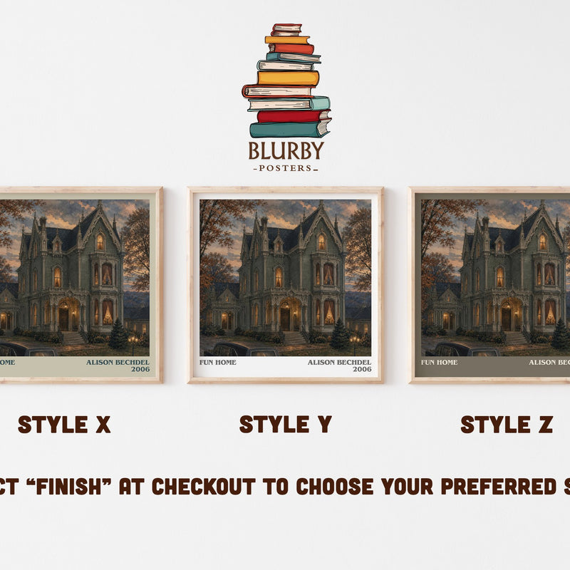 Fun Home literary print in frame leaning in hallway – memoir wall art