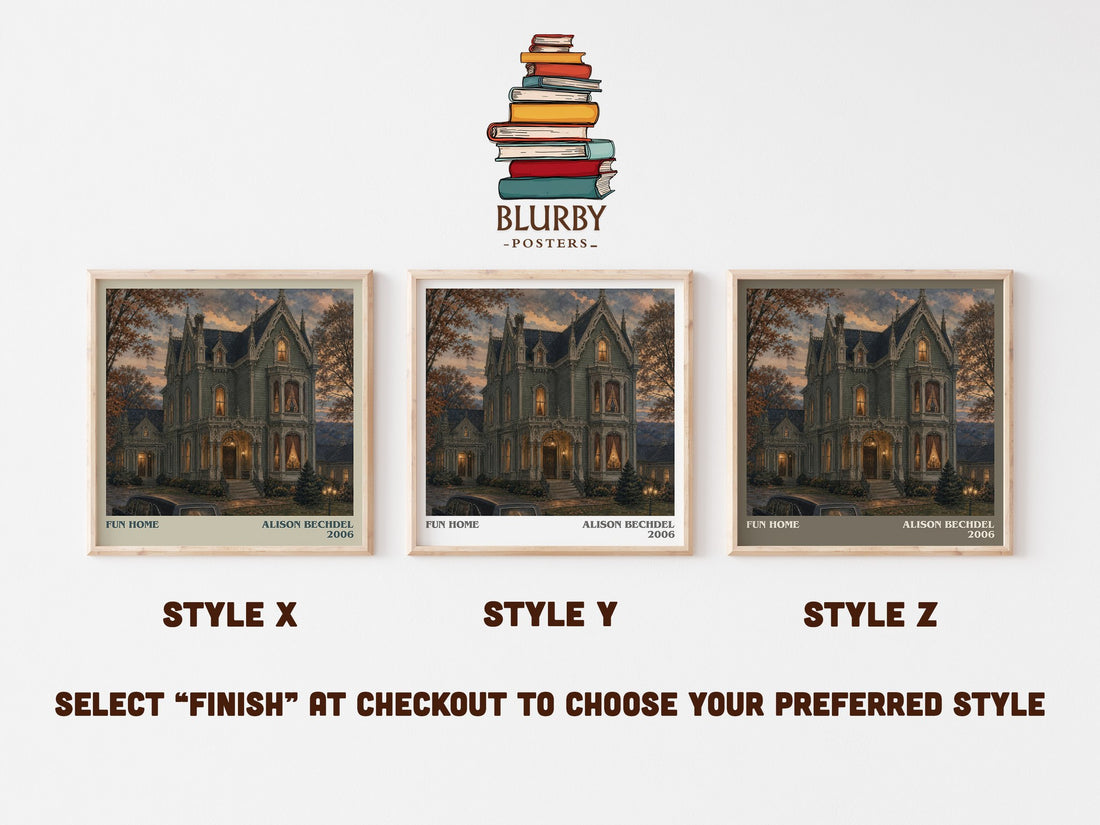 Fun Home literary print in frame leaning in hallway – memoir wall art (mockup)