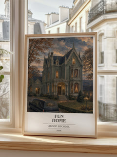 Fun Home book cover poster colour and style options – Alison Bechdel book art