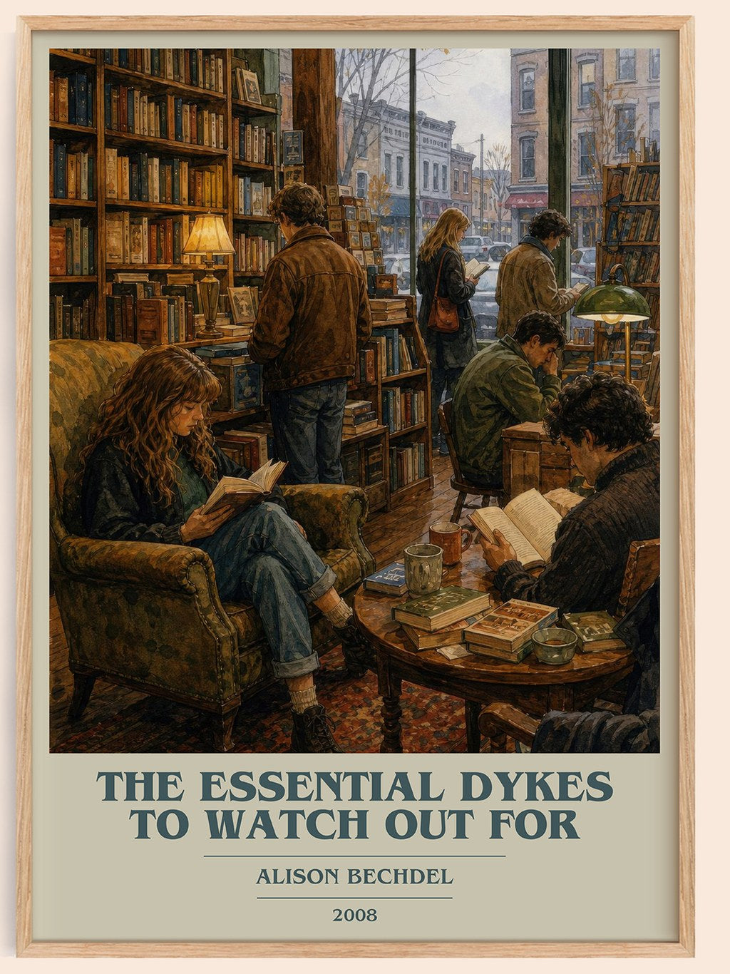 The Essential Dykes to Watch Out For book cover book poster by Alison Bechdel – framed literary art print