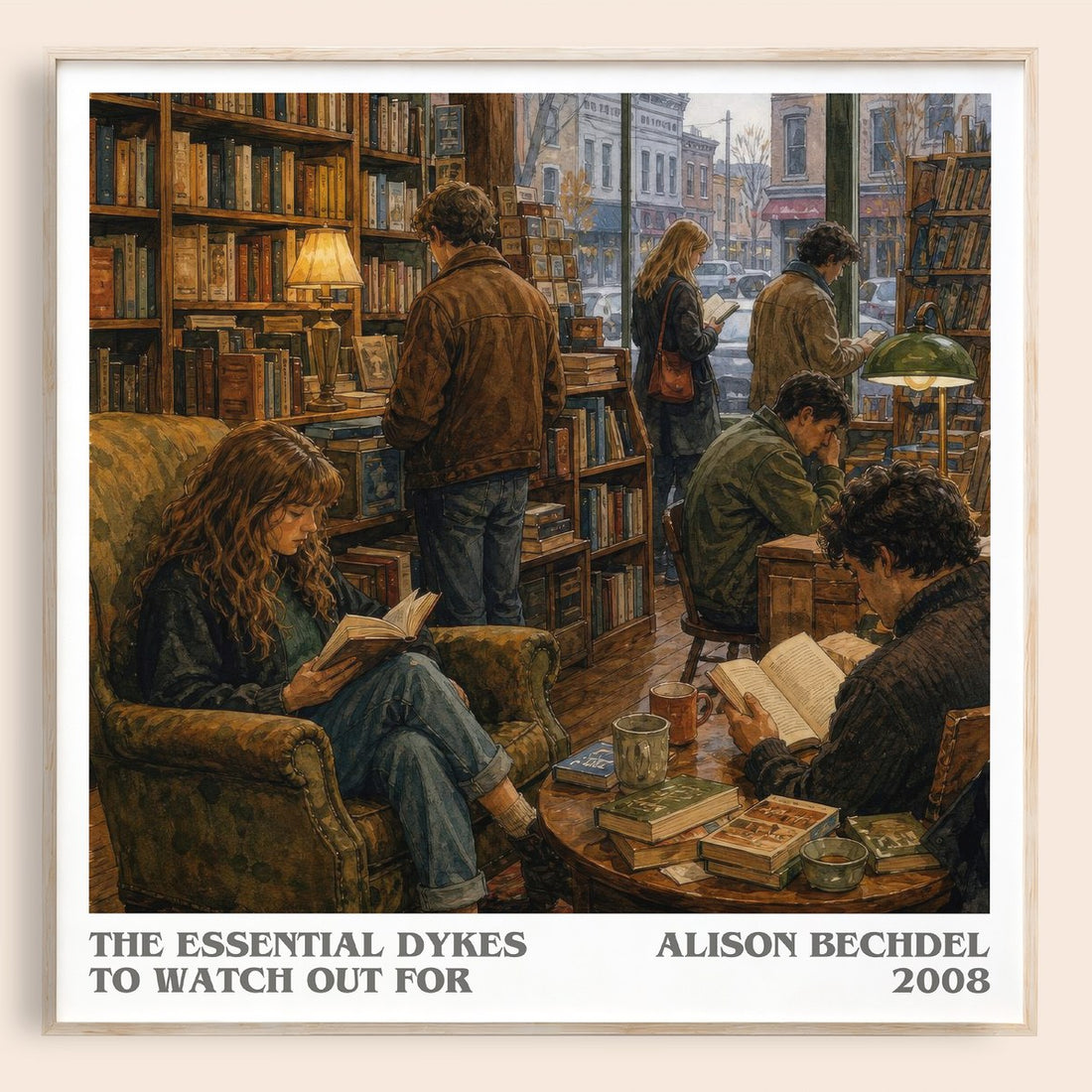 The Essential Dykes to Watch Out For literary book poster by Alison Bechdel – framed literary art print