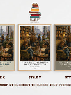 The Essential Dykes to Watch Out For book cover print in frame leaning in hallway – non fiction wall art