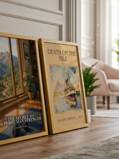 The Secret to Superhuman Strength watercolour print framed by window – literary home decor