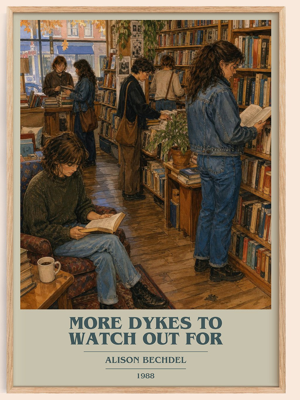 More dykes to watch out for book cover book poster by Alison Bechdel – framed literary art print