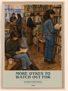 More dykes to watch out for book cover book poster by Alison Bechdel – framed literary art print