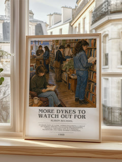 More dykes to watch out for bookish poster colour and style options – Alison Bechdel book art