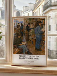 More dykes to watch out for book cover poster colour and style options – Alison Bechdel book art