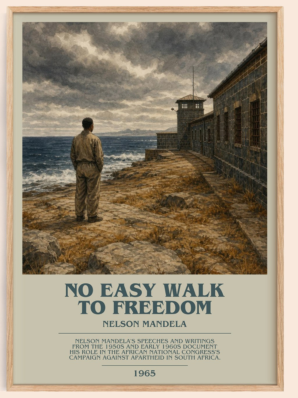 No Easy Walk to Freedom bookish book poster by Nelson Mandela – framed literary art print