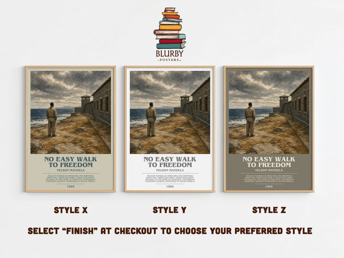 No Easy Walk to Freedom bookish print in frame leaning in hallway – memoir wall art (mockup)