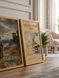 No Easy Walk to Freedom watercolour print framed by window – literary home decor
