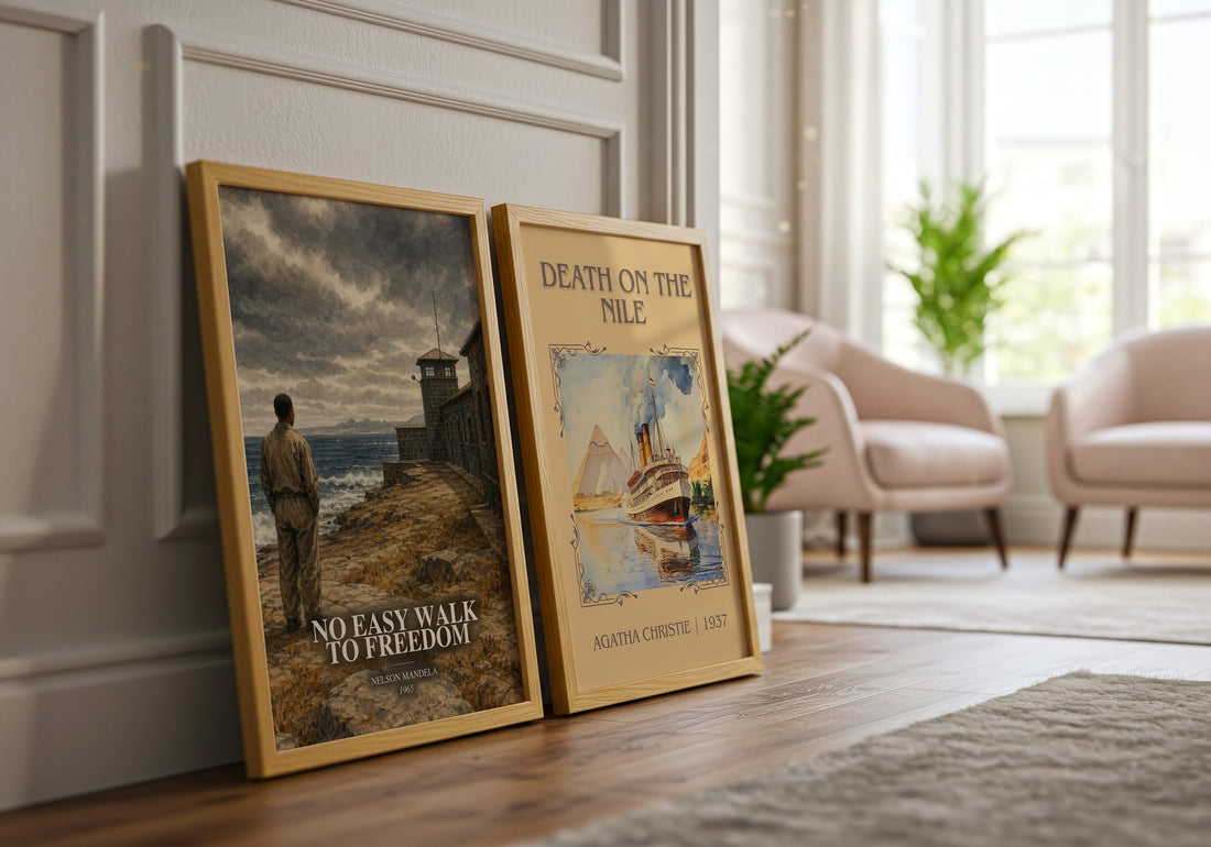 No Easy Walk to Freedom watercolour print framed by window – literary home decor