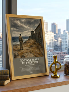 No Easy Walk to Freedom bookish print framed by window – literary home decor