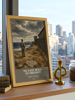 No Easy Walk to Freedom book cover print framed by window – literary home decor