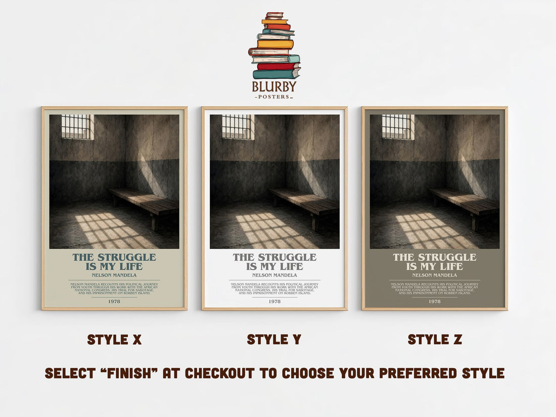 The Struggle Is My Life bookish print in frame leaning in hallway – memoir wall art (mockup)