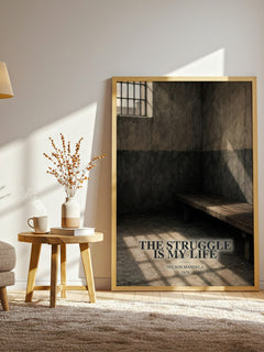 The Struggle Is My Life watercolour print in frame leaning in hallway – memoir wall art