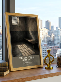 The Struggle Is My Life book cover print framed by window – literary home decor