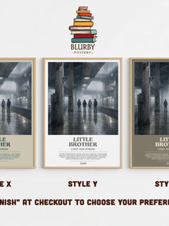 Little Brother bookish print in frame leaning in hallway – young adult wall art