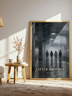 Little Brother watercolour print in frame leaning in hallway – young adult wall art
