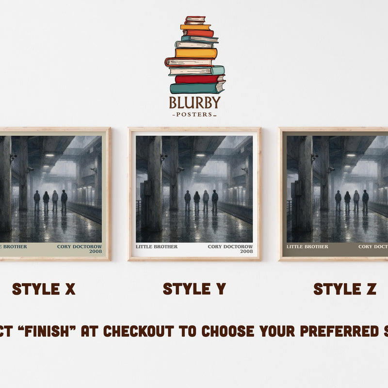Little Brother literary print in frame leaning in hallway – young adult wall art