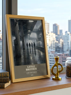 Little Brother book cover print framed by window – literary home decor