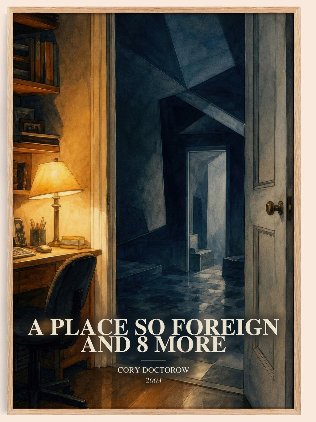 A Place So Foreign and 8 More watercolour book poster by Cory Doctorow – framed literary art print