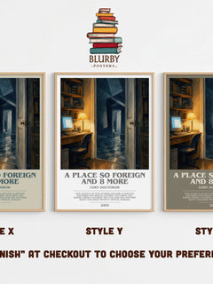 A Place So Foreign and 8 More bookish print in frame leaning in hallway – sci fi wall art