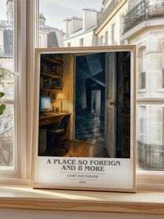 A Place So Foreign and 8 More book cover poster colour and style options – Cory Doctorow book art