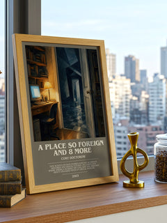 A Place So Foreign and 8 More bookish print framed by window – literary home decor