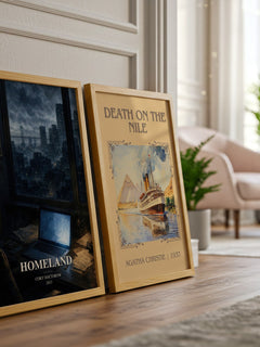 Homeland watercolour print framed by window – literary home decor