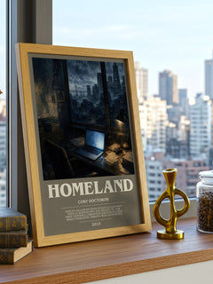 Homeland bookish print framed by window – literary home decor