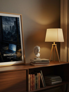 Homeland watercolour print on bookshelf – Cory Doctorow fan gift