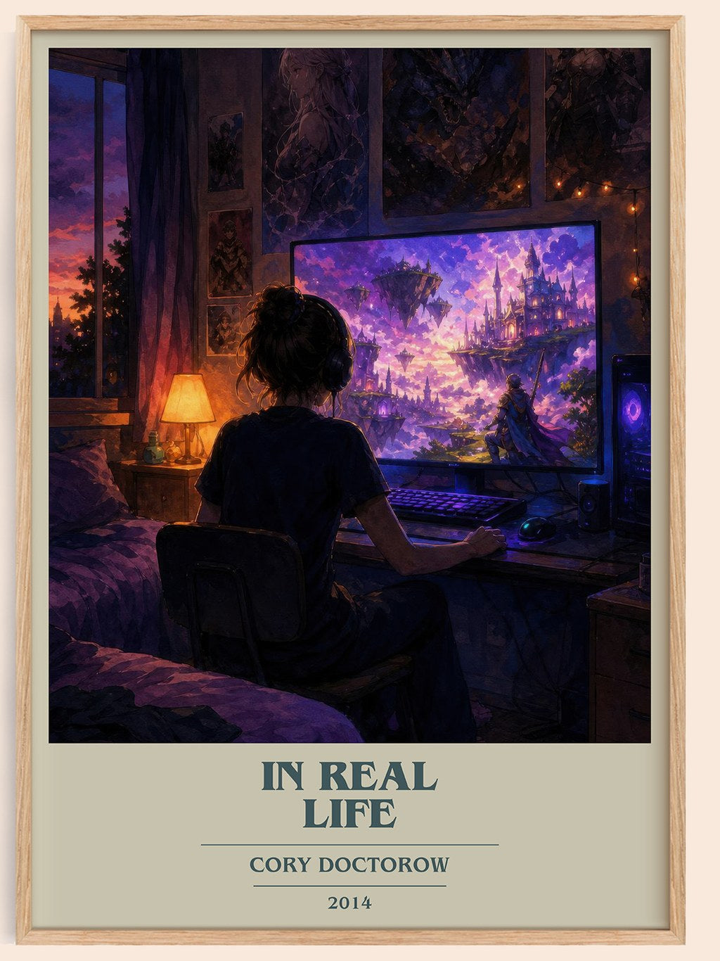 In Real Life book cover book poster by Cory Doctorow – framed literary art print
