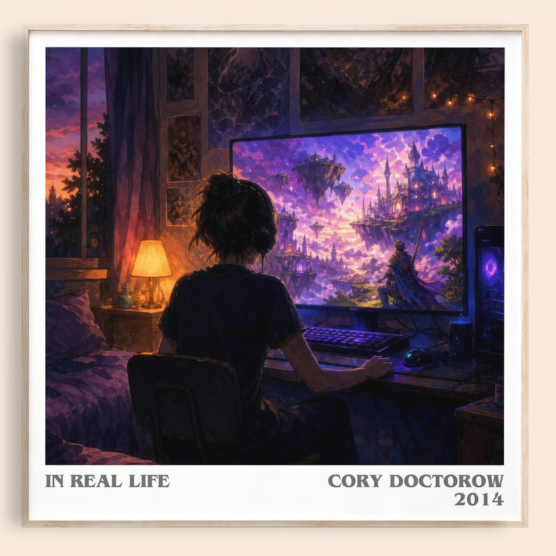 In Real Life literary book poster by Cory Doctorow – framed literary art print