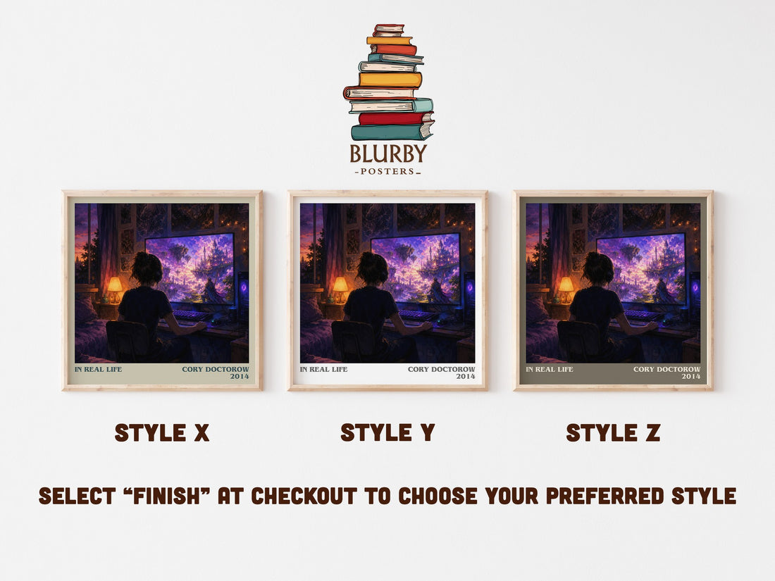 In Real Life literary print in frame leaning in hallway – young adult wall art (mockup)