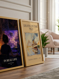 In Real Life watercolour print framed by window – literary home decor
