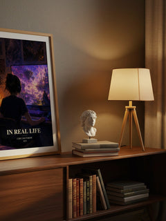 In Real Life watercolour print on bookshelf – Cory Doctorow fan gift