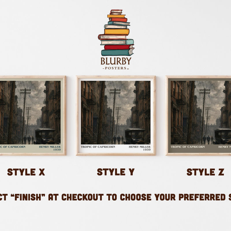 Tropic of Capricorn literary print in frame leaning in hallway – literary fiction wall art