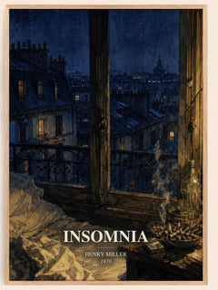 Insomnia watercolour book poster by Henry Miller – framed literary art print