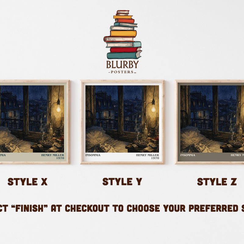Insomnia literary print in frame leaning in hallway – memoir wall art