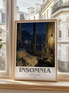 Insomnia book cover poster colour and style options – Henry Miller book art