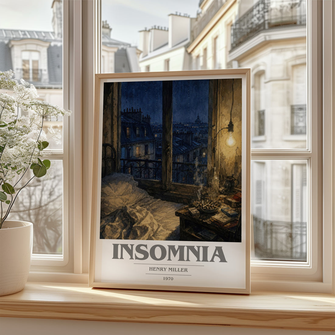 Insomnia book cover poster colour and style options – Henry Miller book art