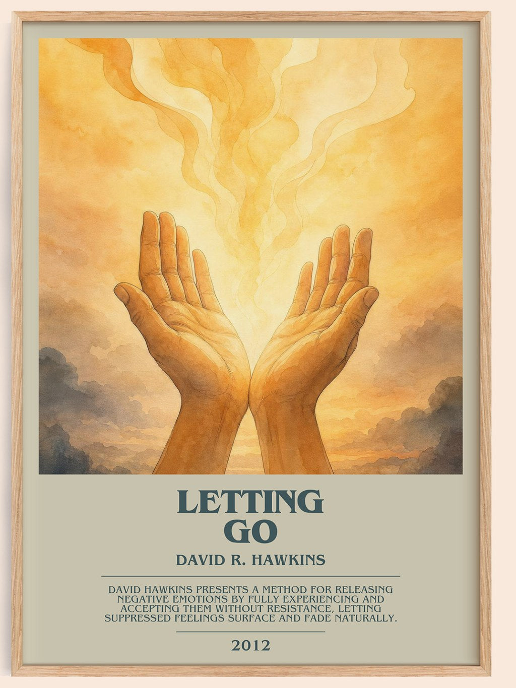 Letting go bookish book poster by David R. Hawkins – framed literary art print