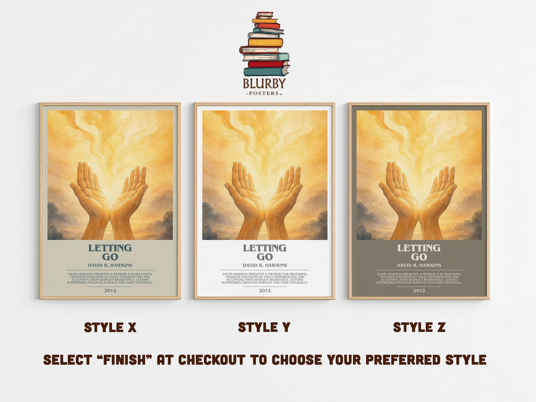 Letting go bookish print in frame leaning in hallway – non fiction wall art (mockup)
