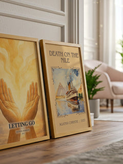 Letting go watercolour print framed by window – literary home decor