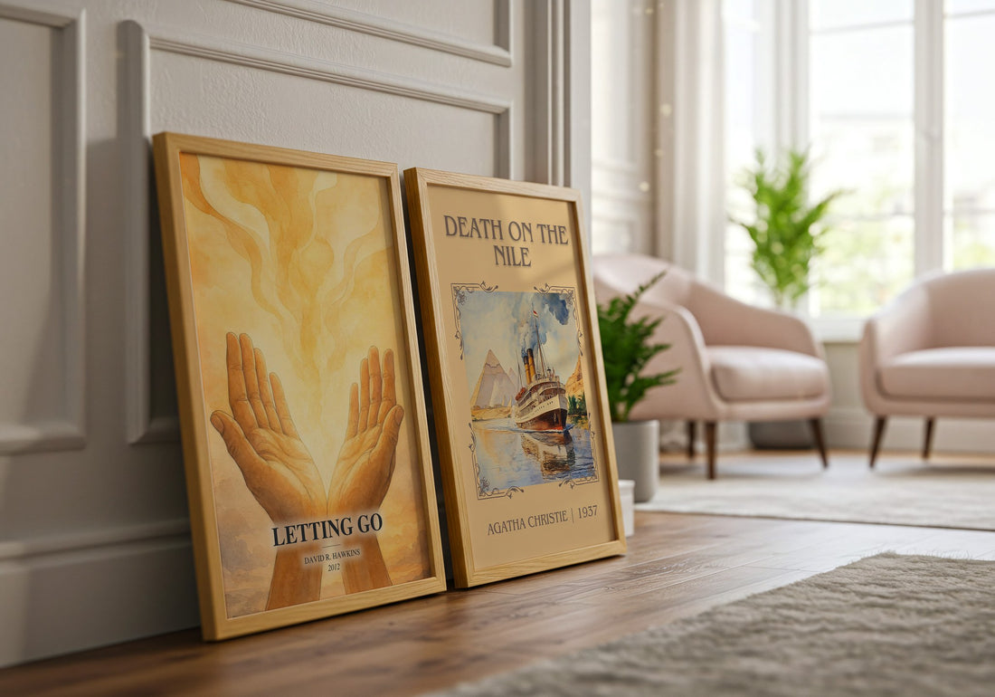 Letting go watercolour print framed by window – literary home decor
