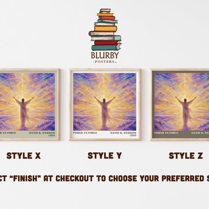 Power vs Force literary print in frame leaning in hallway – non fiction wall art