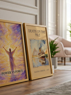 Power vs Force watercolour print framed by window – literary home decor