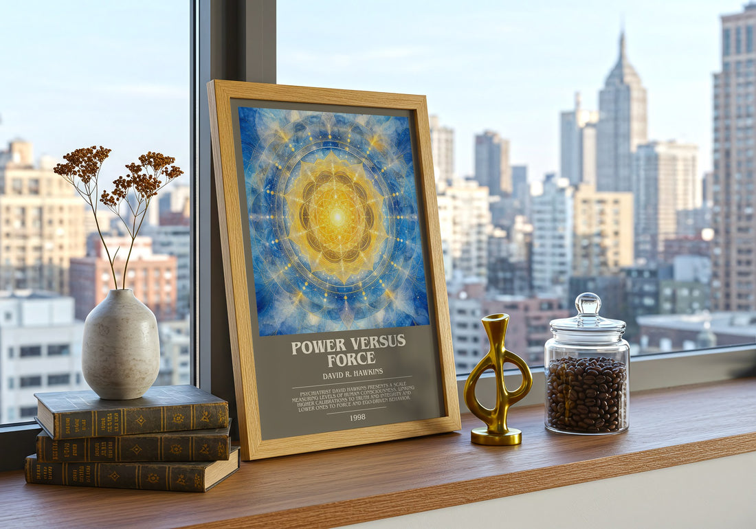 Power versus force bookish print framed by window – literary home decor